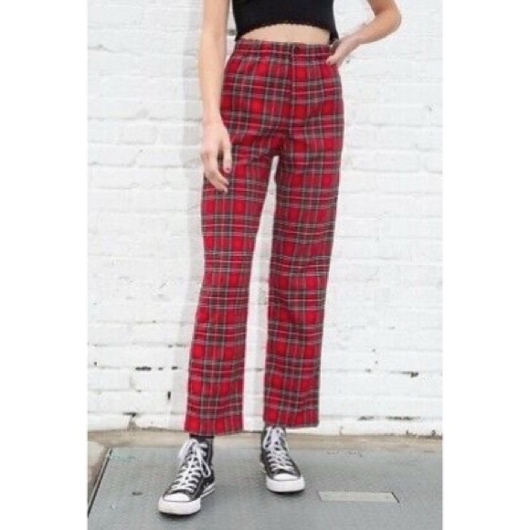 Brandy Melville Pants - brandy melville high rise red/green plaid Tilden pants NWT